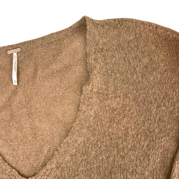 Free People Brown Alpaca Wool Blend V-Neck Sweater - Picture 7 of 11
